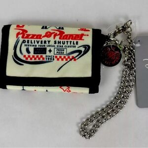 Disney Pixar Toy Story Pizza Planet Wallet NWT Tri-fold Chain Hook and Loop